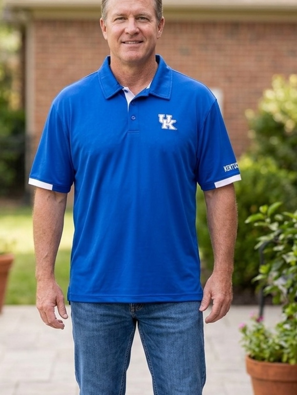 Colosseum Kentucky Wildcats Mens XXL Royal Blue Polo Shirt UK Logo NCAA